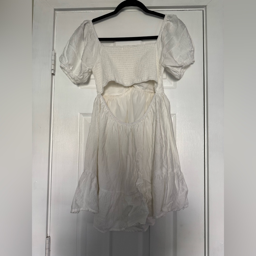 White Puff Sleeve Dress - Picture 2 of 2